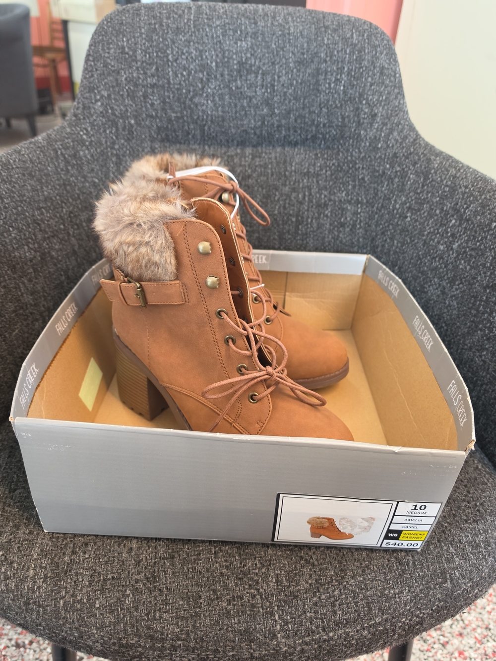 NWT Falls Creek Women's Size 10 M Amelia Camel Fashion Casual Boots Faux Fur